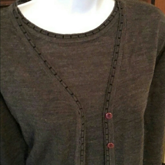 Gray cardigan w/ built in undershirt 2pc in 1 - Picture 3 of 5